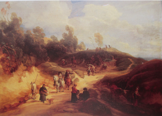 Undulating Landscape Scene with Travellers 