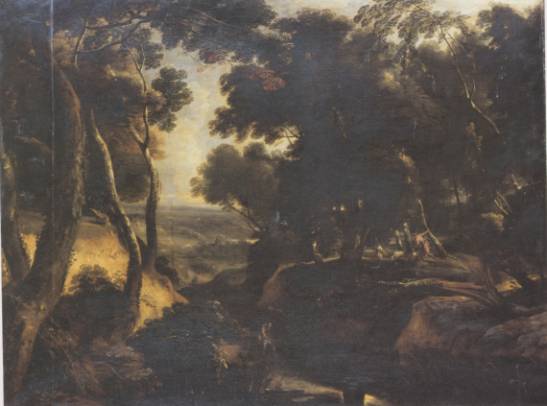 An Extensive Wooded Landscape with a Figure on a Grey Horse