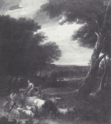 A Woman on a Donkey and a Herdsman with his Flock 