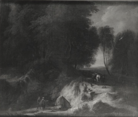 Wooded Landscape with Peasants on a Road
