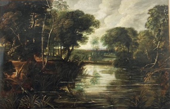 A River Landscape with a Shepherd in the Distance