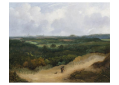 Work 1142: Walker in Front of a Broad Landscape Background with a City Silhouette