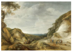 Work 183: Hilly Landscape with Carts and Riders
