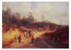 Work 270: Undulating Landscape Scene with Travellers 