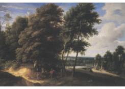 Work 8014: Wooded Landscape with Travellers on a Path