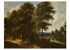 Work 8016: Forest Landscape with Falconry Hunter on Horseback