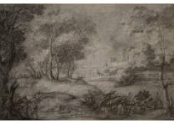 Work 8075: Forest Landscape with Figures and a Ruin in the Distance