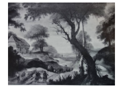 paintings CB:816 A Sunken Road with a Tall Tree and Cottages